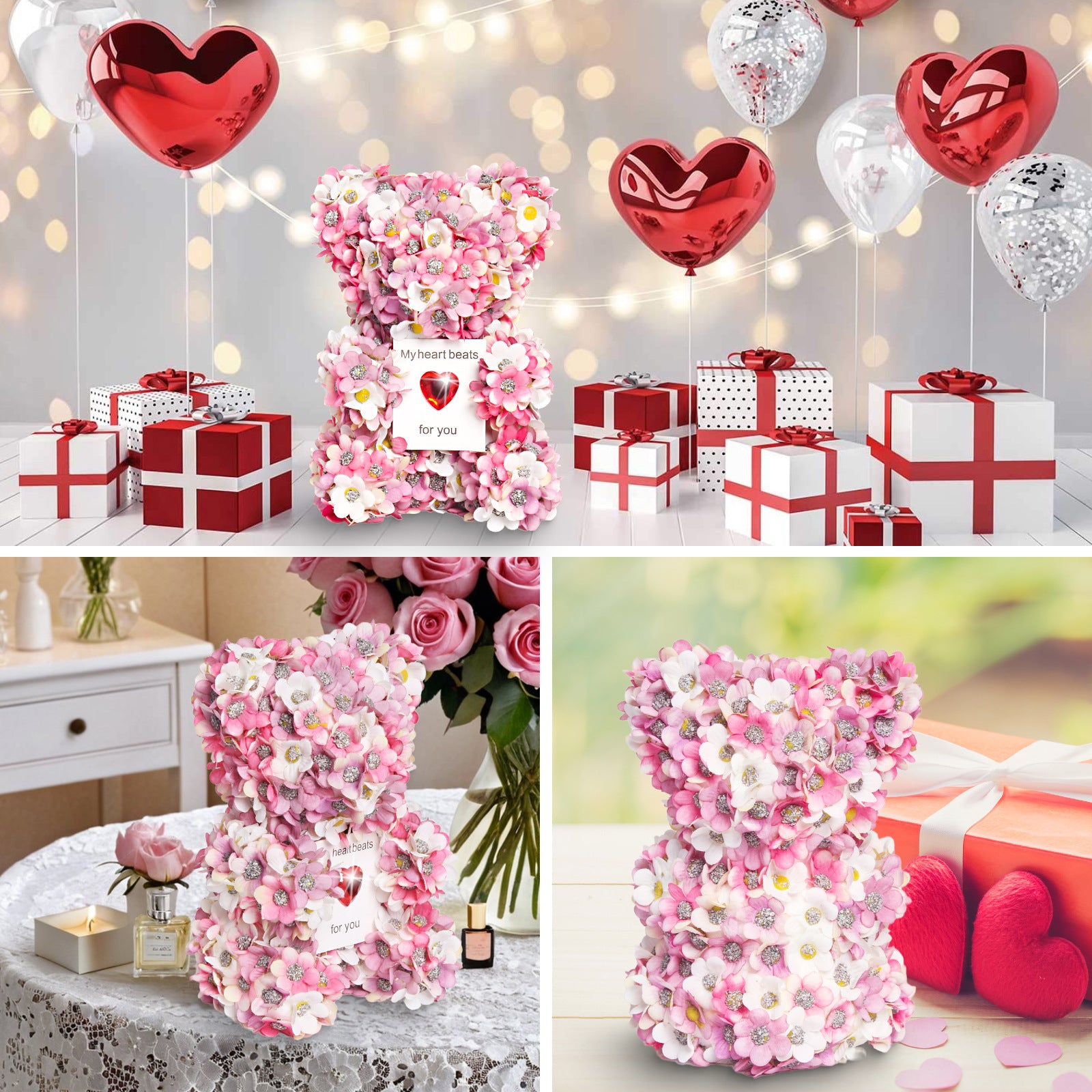 Valentine's Day Artificial Rose Bear