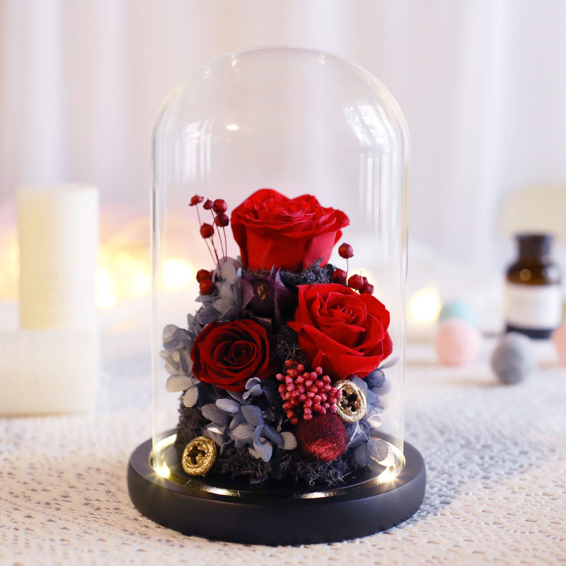 Glass Cover Big Rose Eternal Flower