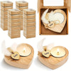 Wooden Love Candle Holders with Dried Flowers